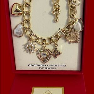 Atterri Gold Bracelet with Charms and Shell Accents